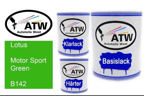 Lotus, Motor Sport Green, B142: 1L Lackdose + 1L Klarlack + 500ml Härter - Set, von ATW Autoteile West.